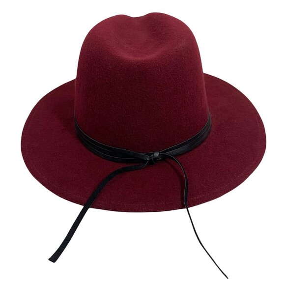 Summer Rose Burgundy Fedora Western Hat w/ Leather Band Adjustable EUC - Picture 4 of 8